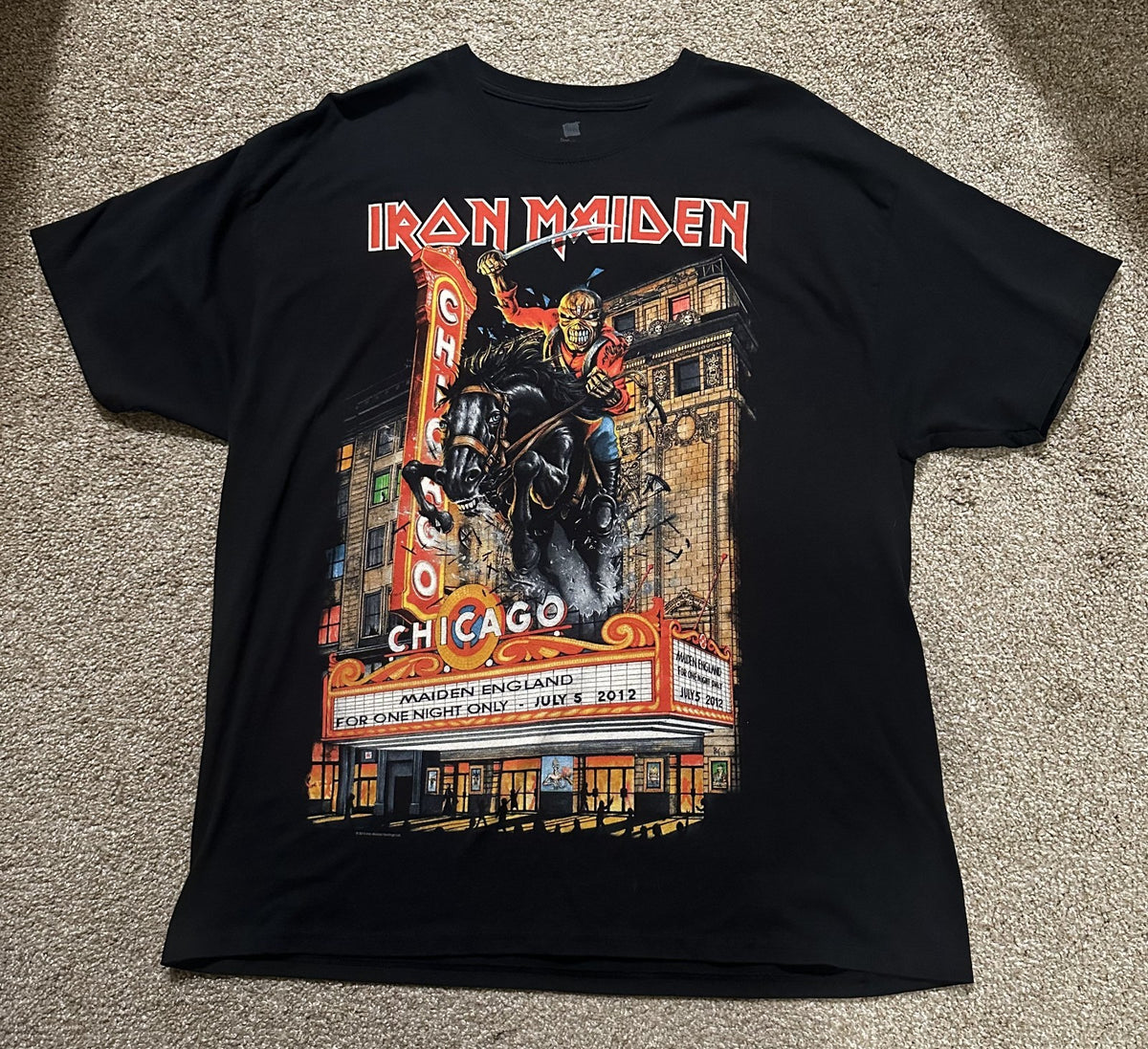 IRON MAIDEN CONCERT T-SHIRT~CHICAGO~2012 TOUR~XL~BLACK~ORIGINAL~RARE~VINTAGE