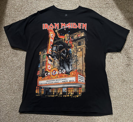 IRON MAIDEN CONCERT T-SHIRT~CHICAGO~2012 TOUR~XL~BLACK~ORIGINAL~RARE~VINTAGE