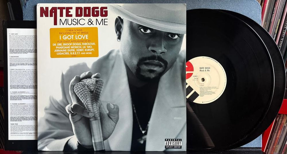 NATE DOGG MUSIC AND ME~ORG 2001 ELEKTRA 2-LP w/INSERT SHEET~HYPE STICKER~HIP HOP