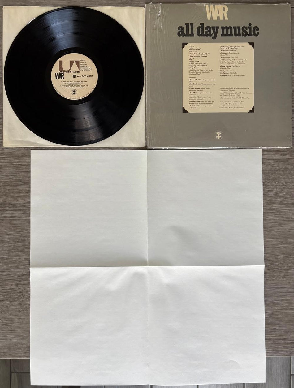 WAR ALL DAY MUSIC~ORG 1971 UNITED ARTISTS/FAR OUT LP w/SHRINK~POSTER INSERT~FUNK