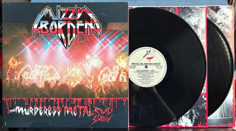 LIZZY BORDEN MURDERESS METAL ROAD SHOW~ORIG 1986 METAL BLADE 2-LP w/INNERS~METAL
