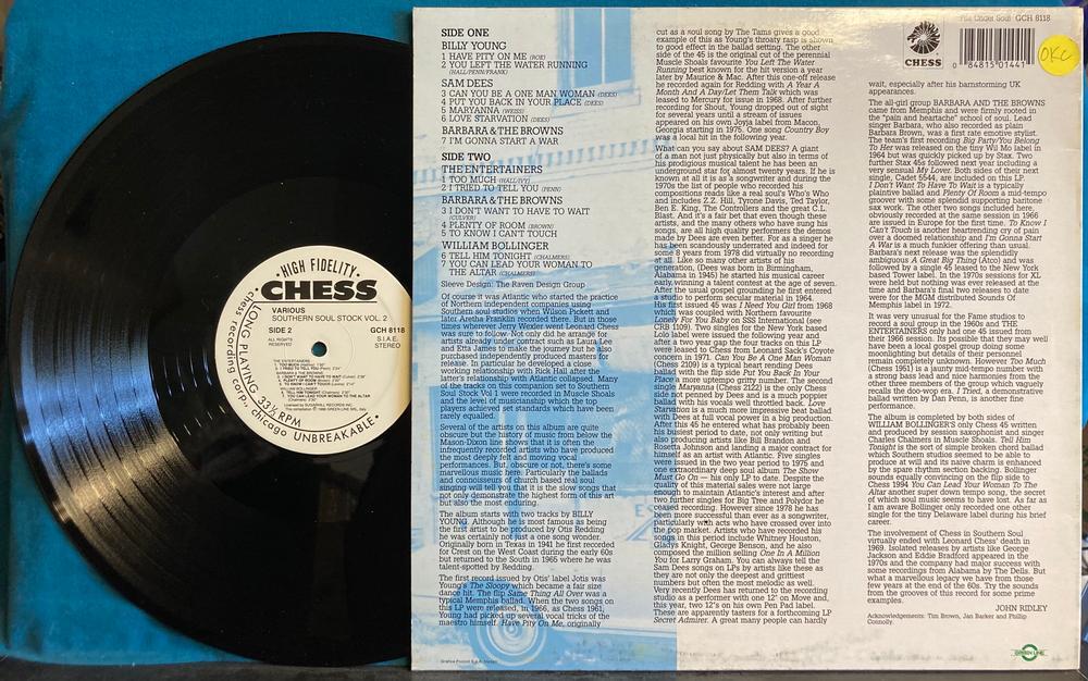 SOUTHERN SOUL STOCK VOL 2~NM 1988 GREEN LINE ITALY COMP LP~CHESS~BILL YOUNG~DEES