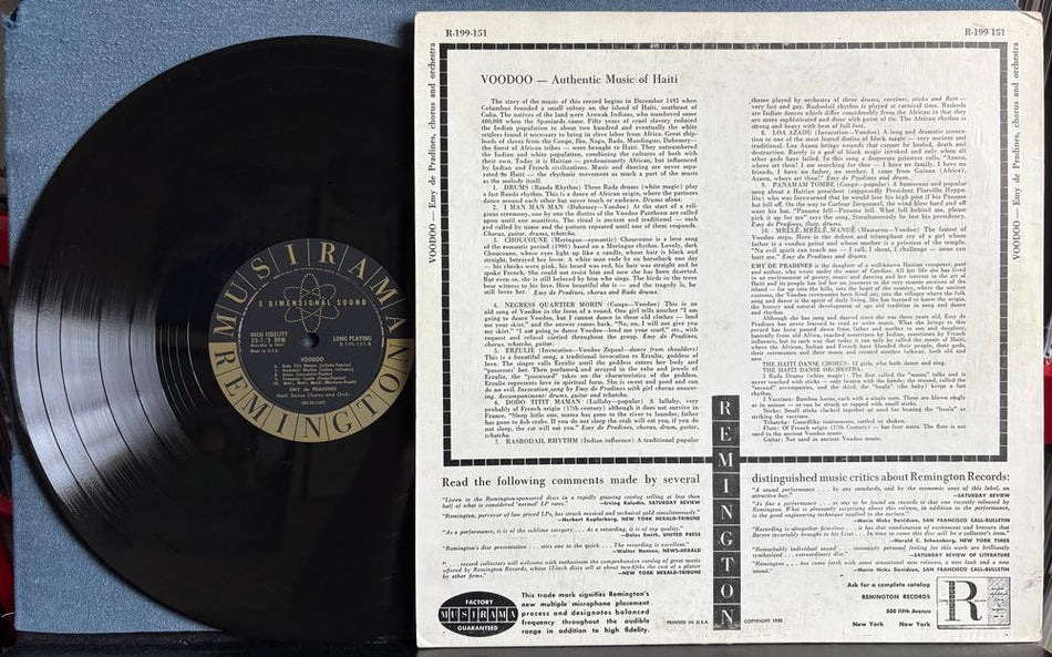 VOODOO: AUTHENTIC MUSIC RHYTHMS OF HAITI~1953 MONO REMINGTON LP~EMY DE PRADINES