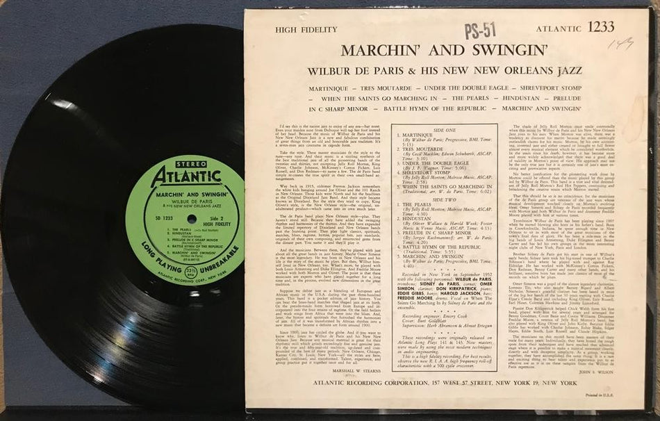 WILBUR DE PARIS NEW ORLEANS JAZZ~MARCHIN SWINGIN~1956 ATLANTIC STEREO DG GRN LBL