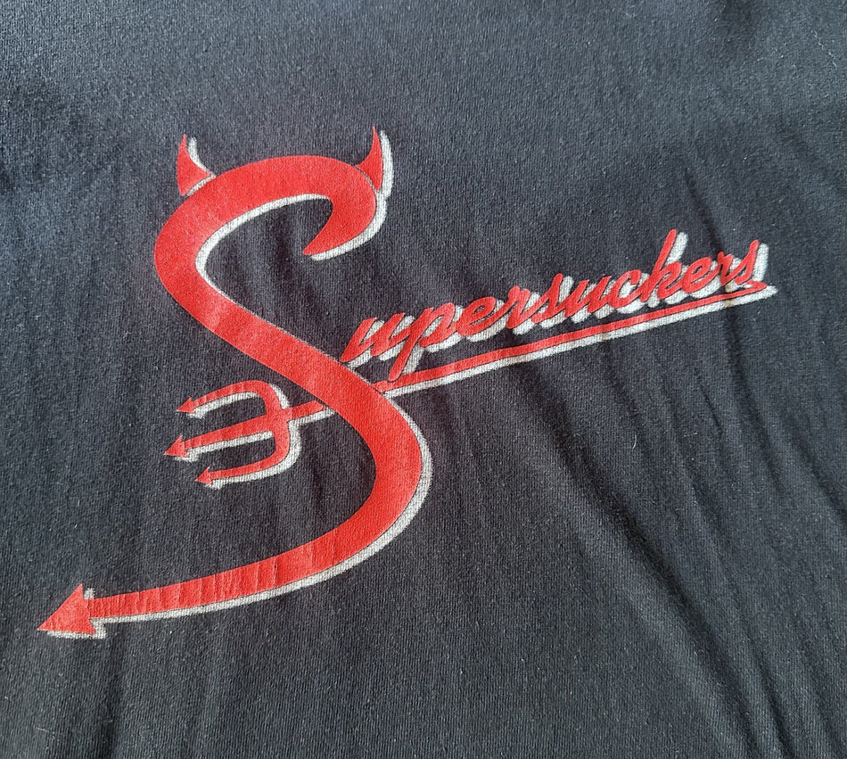 THE SUPERSUCKERS LONG SLEEVE T-SHIRT~DEVIL PITCHFORK~XL~GILDAN~BLACK~EXC COND