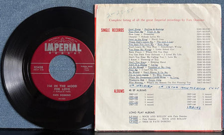 FATS DOMINO~I'M WALKIN /I'M IN THE MOOD FOR LOVE~1957 IMPERIAL 7-INCH PIC SLV 45
