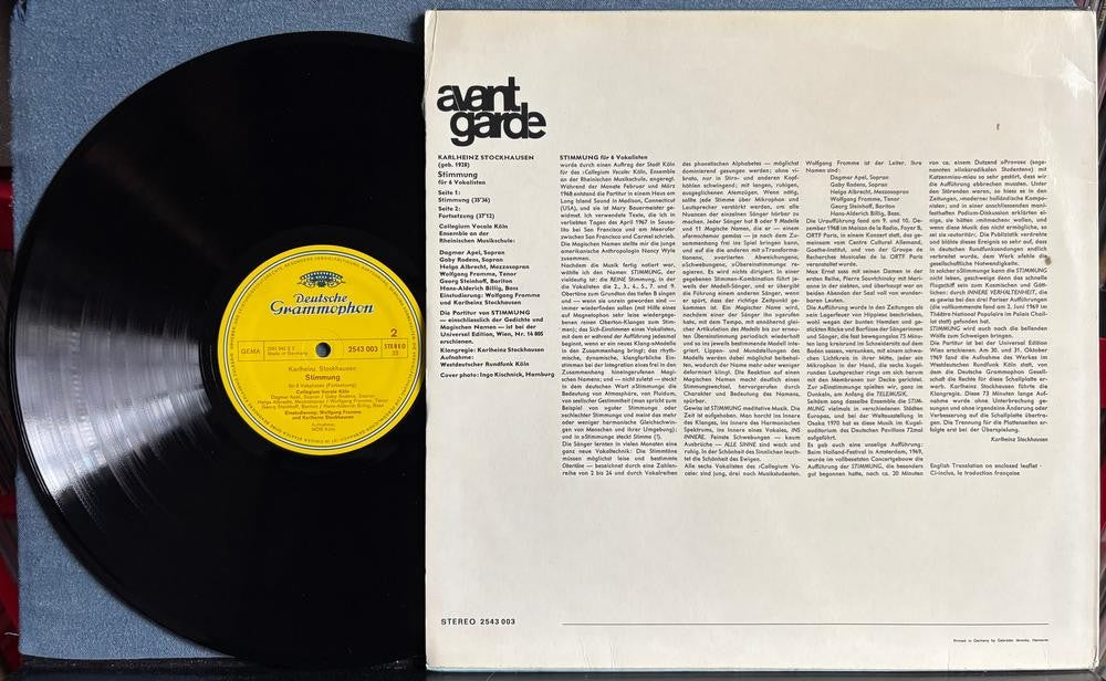 KARLHEINZ STOCKHAUSEN STIMMUNG~NM 1970 GERMAN DEUTSCHE GRAMMOPHON LP~WOLFGANG
