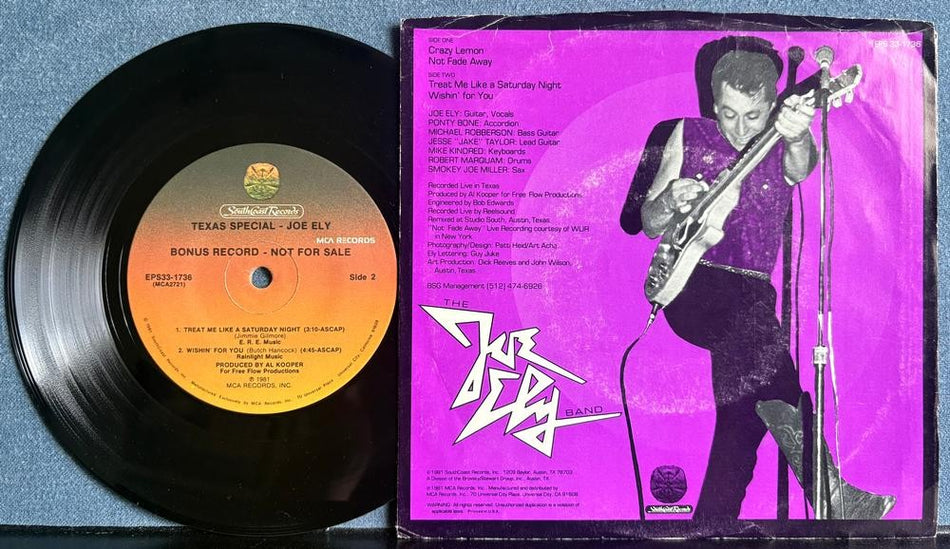 THE JOE ELY BAND TEXAS SPECIAL~SVG+ ORIG 1981 SOUTHCOAST RECORDS 7-INCH EP~ROCK