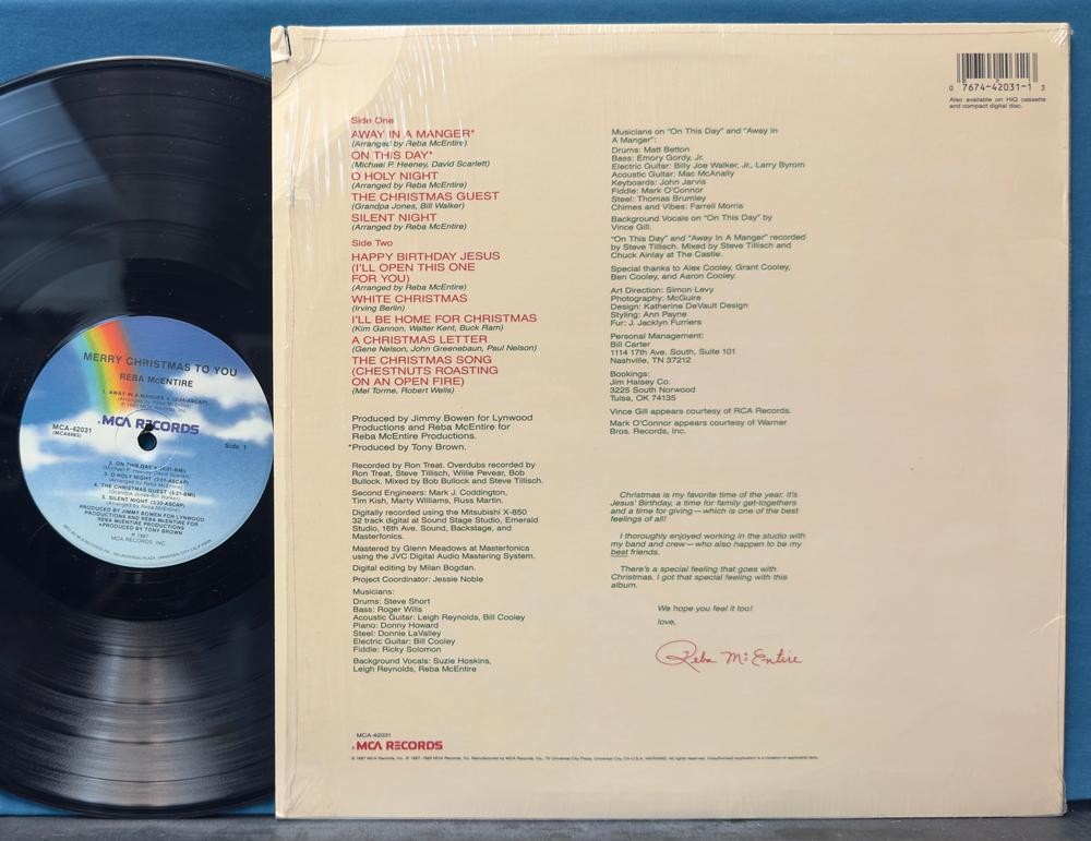 REBA MCENTIRE MERRY CHRISTMAS TO YOU~ORIG 1987 LP~SHRINK~COUNTRY~X-MAS