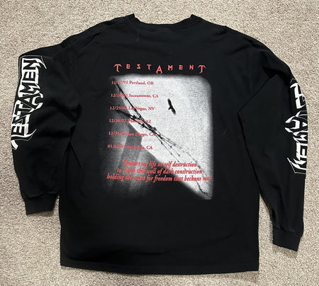 TESTAMENT CONCERT LONG SLEEVE T-SHIRT~2002 TOUR~BLACK~XL~EXC COND~VINTAGE~RARE