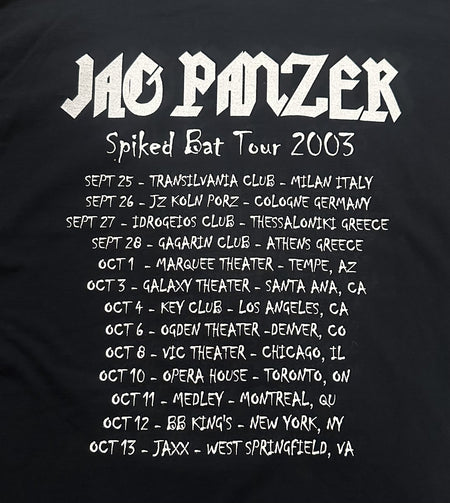 JAG PANZER CONCERT LONG SLEEVE T-SHIRT~2003 SPIKED BAT TOUR~BLACK~XL~EXC~VTG