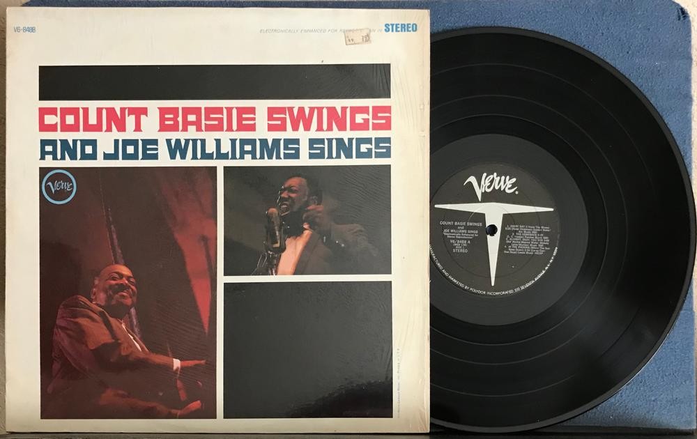 COUNT BASIE SWINGS AND JOE WILLIAMS SINGS~LATE 1970's VERVE T LBL RE LP w/SHRINK