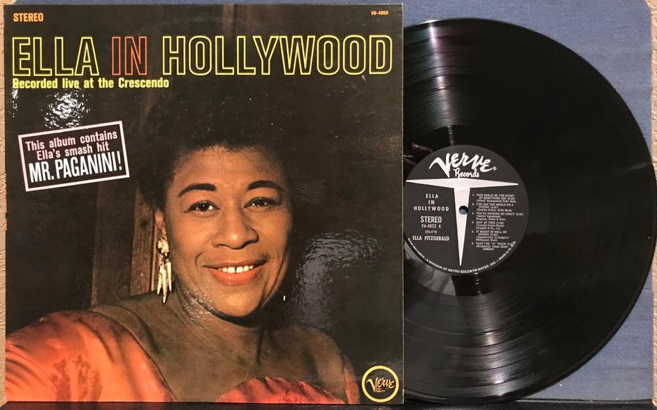 ELLE FITZGERALD IN HOLLYWOOD~VG++ 1961 VERVE TRIDENT T LABEL STEREO 1st PRESS LP