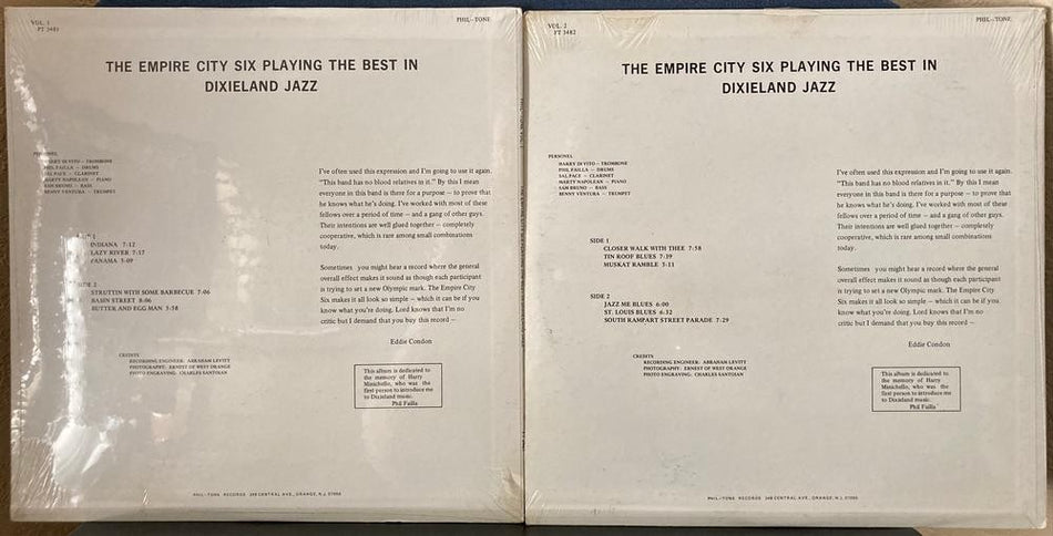 EMPIRE CITY SIX PLAYING BEST IN DIXIELAND JAZZ VOL 1 +2 SEALED~LIVE MAGIC CARPET