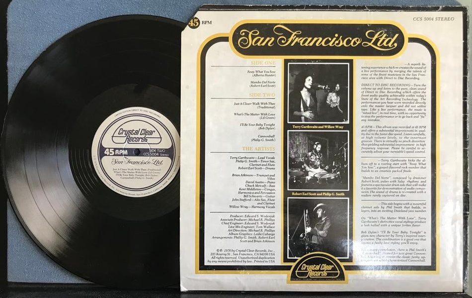 SAN FRANCISCO LTD 1976 S/T LP~NM LMTD D2D DIRECT TO DISC 45 RPM AUDIOPHILE EP LP