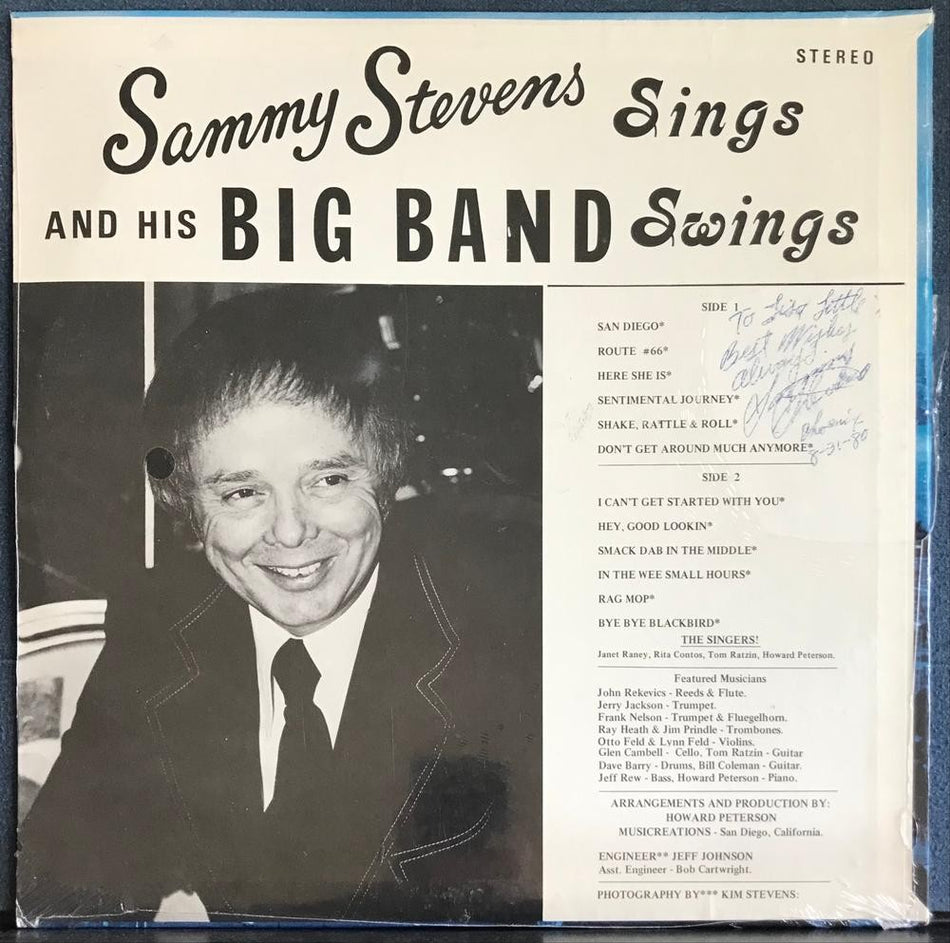 SAMMY STEVENS SAN DIEGO~SIGNED + SEALED ALLENWOOD RECORDS LP~JAZZ~BIG BAND~SWING