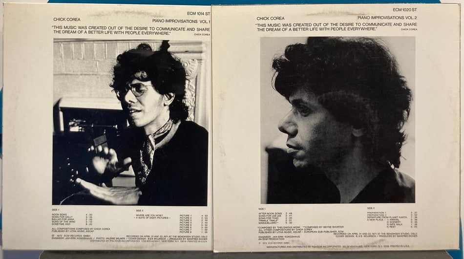 CHICK  COREA PIANO IMPROVISATONS VOL 1 + 2~NM/NM- ORIG 1970s ECM LPs