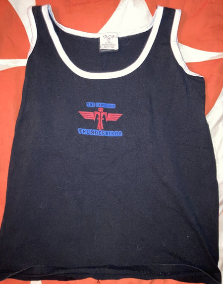 FABULOUS THUNDERBIRDS SLEEVELESS RINGER T-SHIRT TANK TOP~M~COPA BANANA~BLK~BLUES