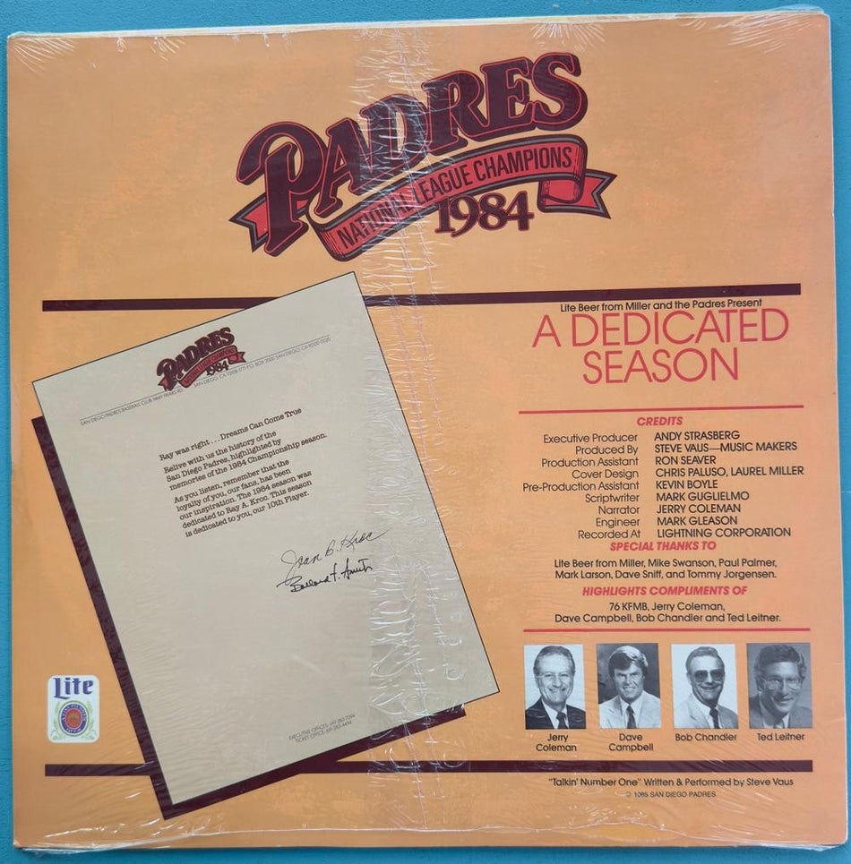 SAN DIEGO PADRES A DEDICATED SEASON 1984~SEALED~TALKIN NUMBER ONE~JERRY COLEMAN