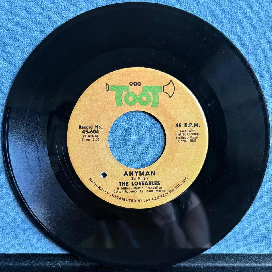 LOVEABLES~JUT BEYOND MY FINGERTIPS / ANYMAN~VG++ 1967 TOOT 7-INCH 45 SINGLE~SOUL
