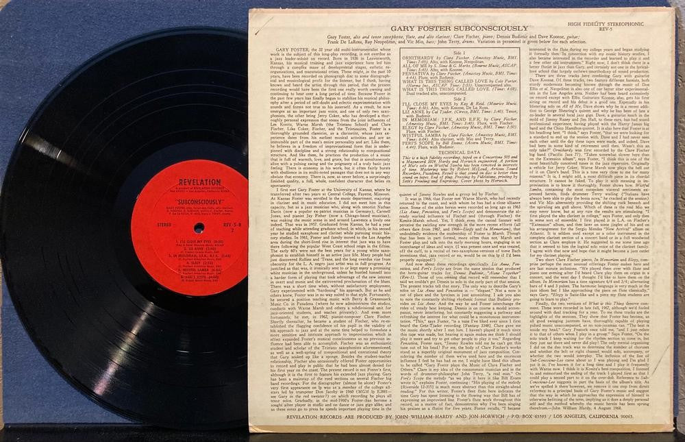 GARY FOSTER SUBCONSCIOUSLY~LYRICAL IMPROVISATION~NM- 1968 REVELATION-5 LP~JAZZ