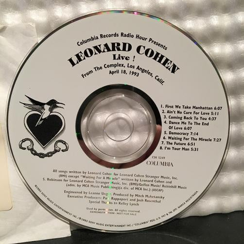 LEONARD COHEN LIVE! THE COMPLEX LA APRIL 18,1993~NM COLUMBIA RADIO HOUR PROMO CD