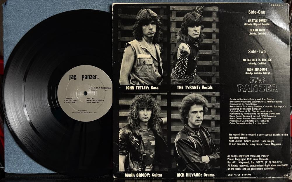 JAG PANZER 1983 SELF-TITLED DEBUT EP~ORIG PICTURE DISC LP w/BLACK B-SIDE~TYRANTS