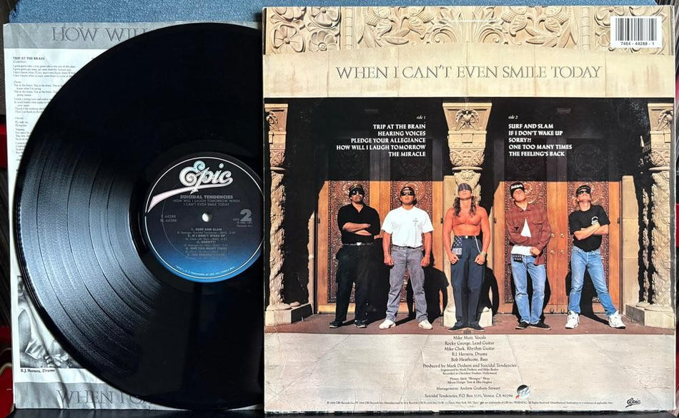 SUICIDAL TENDENCIES HOW WILL I LAUGH TOMORROW~ORIG 1988 EPIC LP~INNER SLV~THRASH