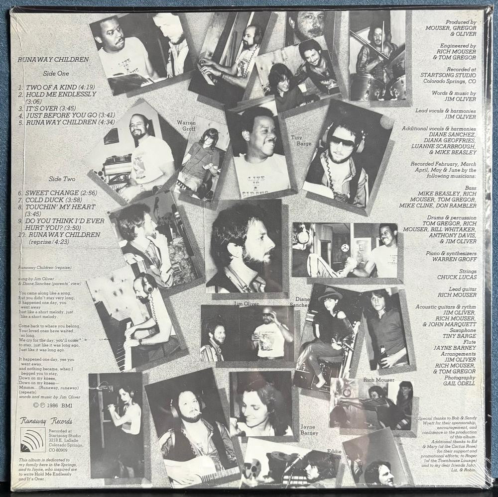 JIM OLIVER RUNAWAY CHILDREN~SEALED ORIG 1986 RUNAWAY RECORDS LP~HARD ROCK~AOR