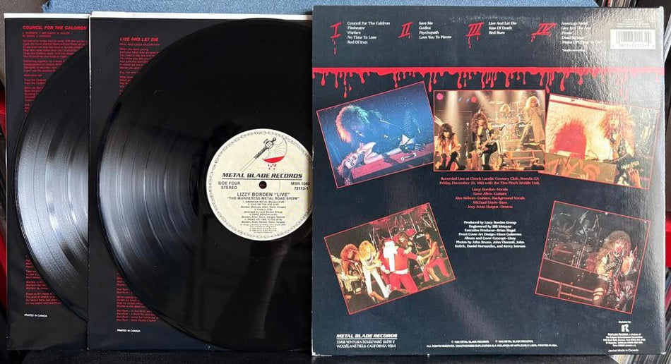 LIZZY BORDEN MURDERESS METAL ROAD SHOW~ORIG 1986 METAL BLADE 2-LP w/INNERS~METAL