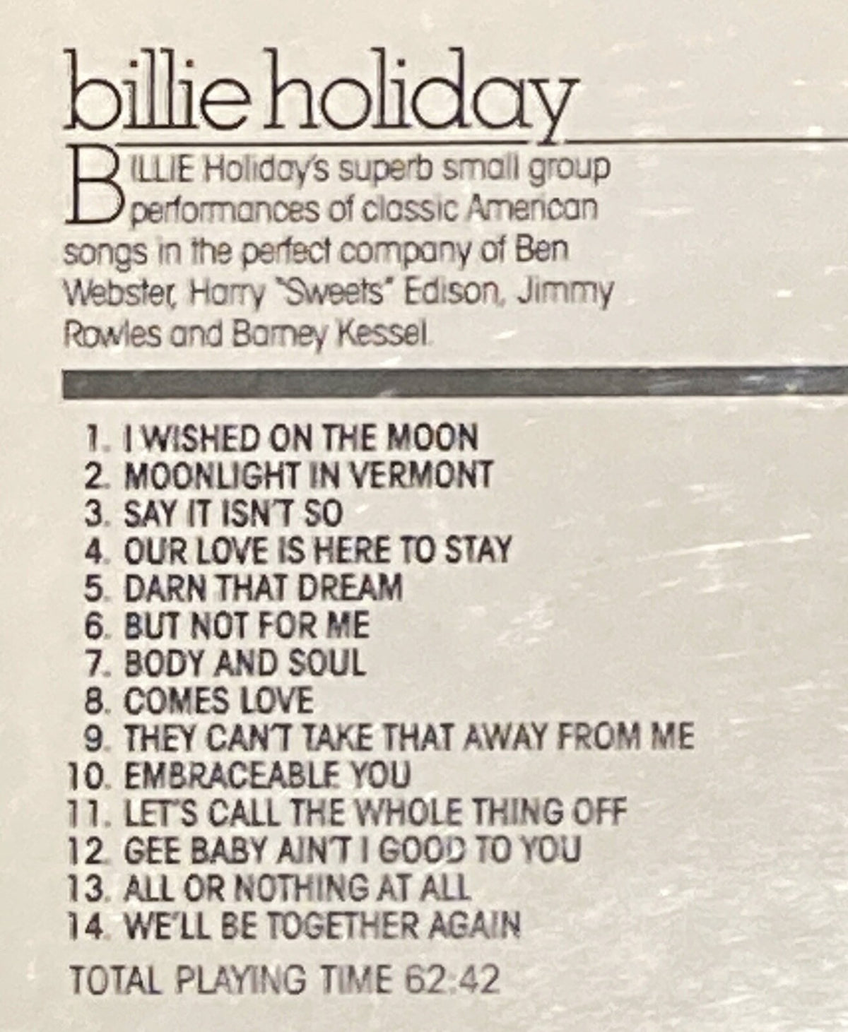 BILLIE HOLIDAY THE SILVER YEARS~ORIG 1984 VERVE WEST GERMAN CD~WEBSTER~KESSEL