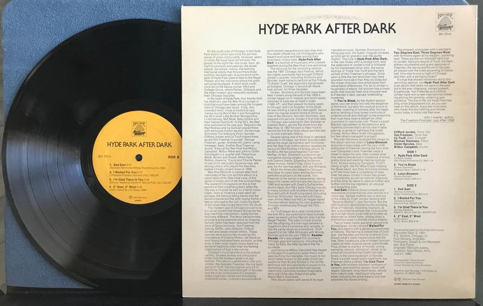 HYDE PARK AFTER DARK~MINT UNPLAYED 1983 BEE HIVE PROMO LP~JORDAN~FREEMAN~TOUFF
