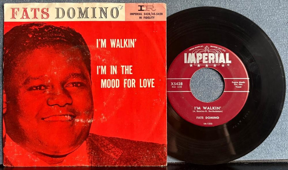 FATS DOMINO~I'M WALKIN /I'M IN THE MOOD FOR LOVE~1957 IMPERIAL 7-INCH PIC SLV 45