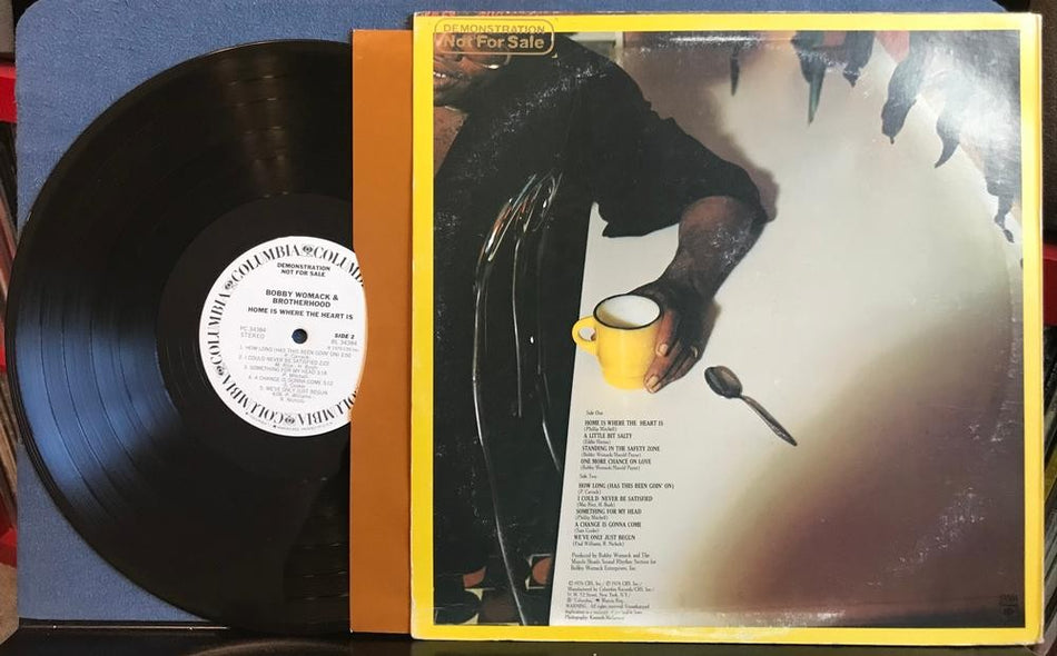 BOBBY WOMACK HOME IS WHERE THE HEART IS~NM- '76 WHITE LBL PROMO~TIMING BAR~INNER