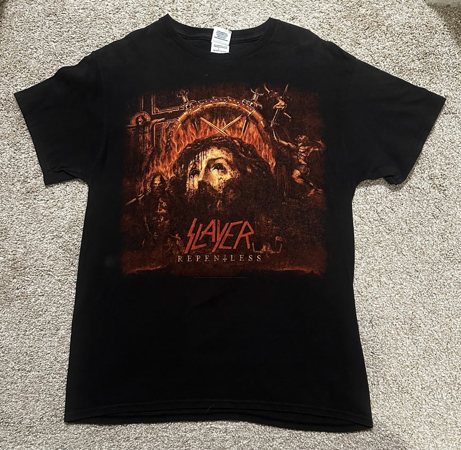 SLAYER BAND T-SHIRT~REPENTLESS~ORIGINAL~MEDIUM~M~BLACK~EXCELLENT COND~RARE~VTG