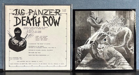 JAG PANZER DEATH ROW~ORIG 1983 AZRA RECS SHAPED PICTURE DISC 7-INCH SINGLE~METAL