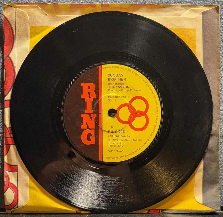 SOUTH AFRICA 45~THE SAVERS~DARLING / SUNDAY BROTHER~1976 RING 7' w/SLV~SOUL~HEAR