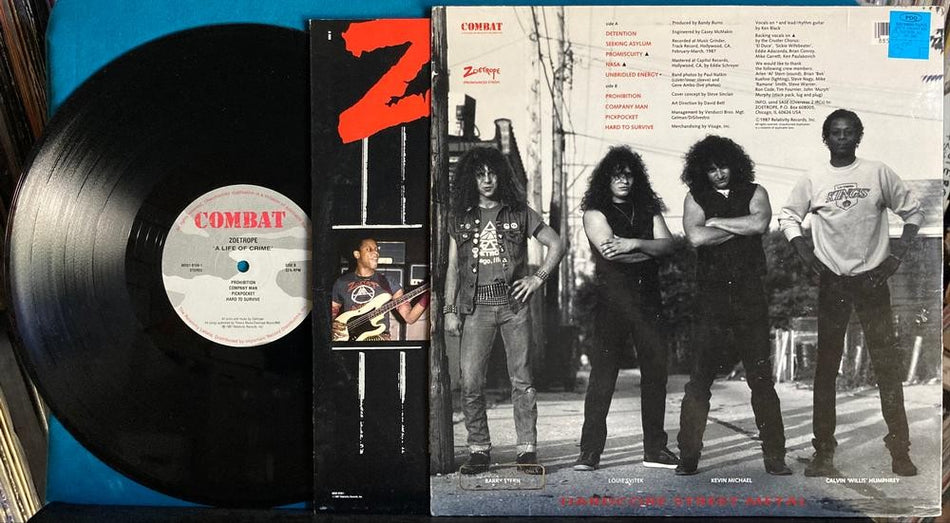 ZOETROPE A LIFE OF CRIME~NM 1987 COMBAT PROMO LP~QUIEX AUDIOPHILE w/INNER~THRASH