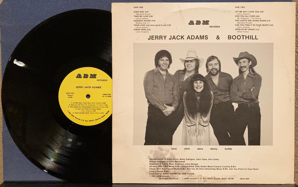 JERRY JACK ADAMS AND BOOTHILL~1981 ABM RECORDS PRIVATE LABEL COUNTRY LP~ABMA 609