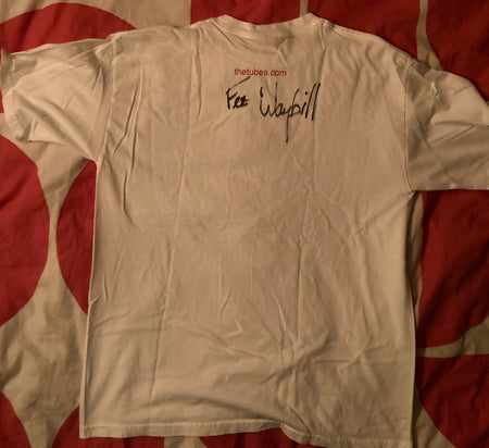 SIGNED FEE WAYBILL~THE TUBES 2000s TOUR SHIRT~WHITE~LRG~GILDEN~WHITE PUNKS DOPE
