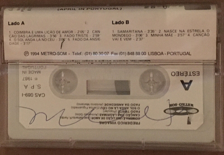 FREDERICO VINAGRE~FADO COIMBRA~RARE 1994 PORTUGAL CASSETTE TAPE~EXCELLENT COND