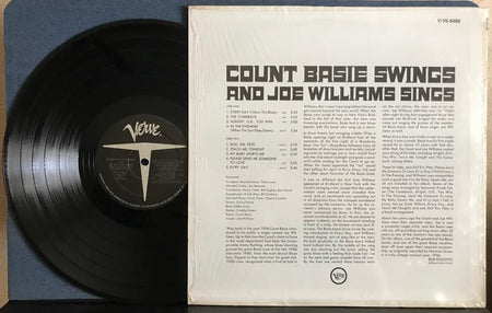 COUNT BASIE SWINGS AND JOE WILLIAMS SINGS~LATE 1970's VERVE T LBL RE LP w/SHRINK