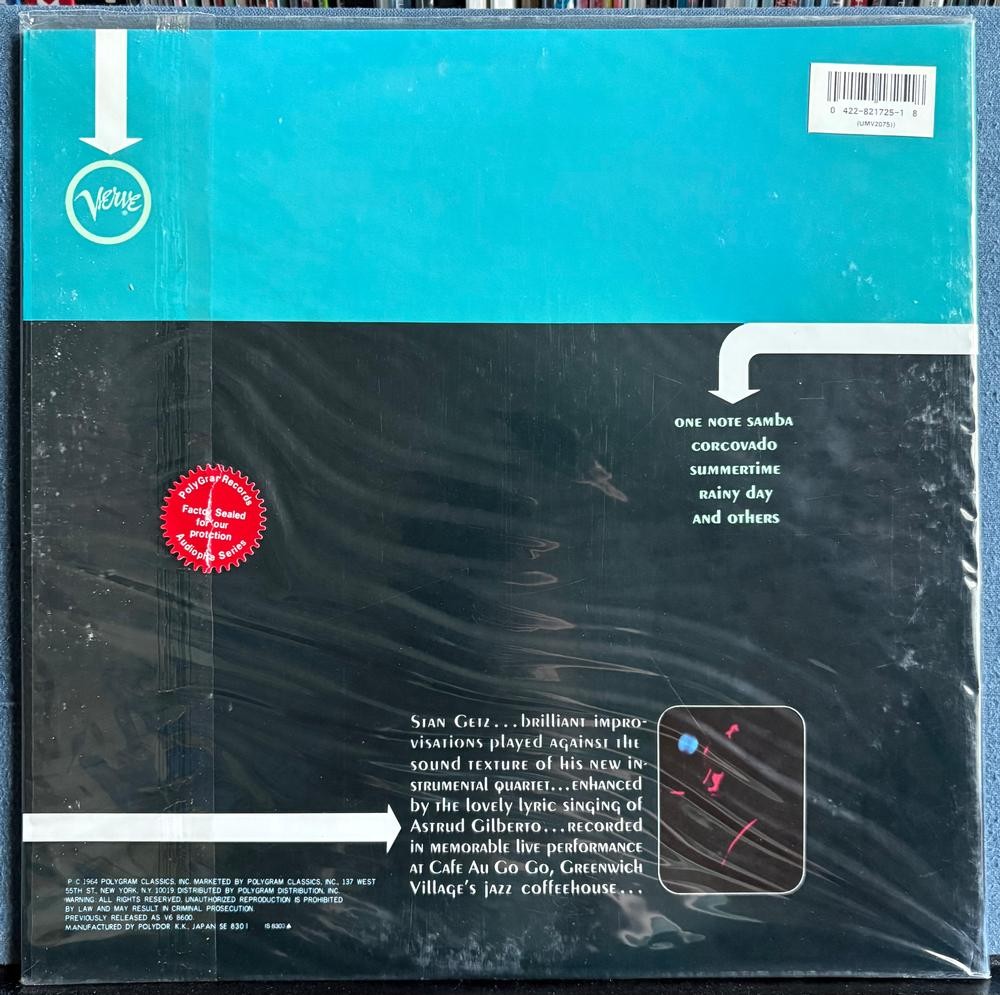 STAN GETZ AU GO GO~GILBERTO~MINT 1981 VERVE JAZZ CLASSICS JAPAN AUDIOPHILE RE LP
