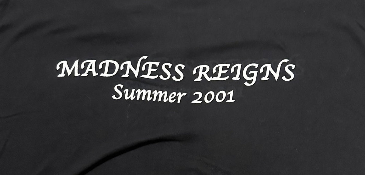 SAVATAGE CONCERT T-SHIRT~MADNESS REIGNS~SUMMER 2001 TOUR~LARGE~LG~BLACK~EXC COND