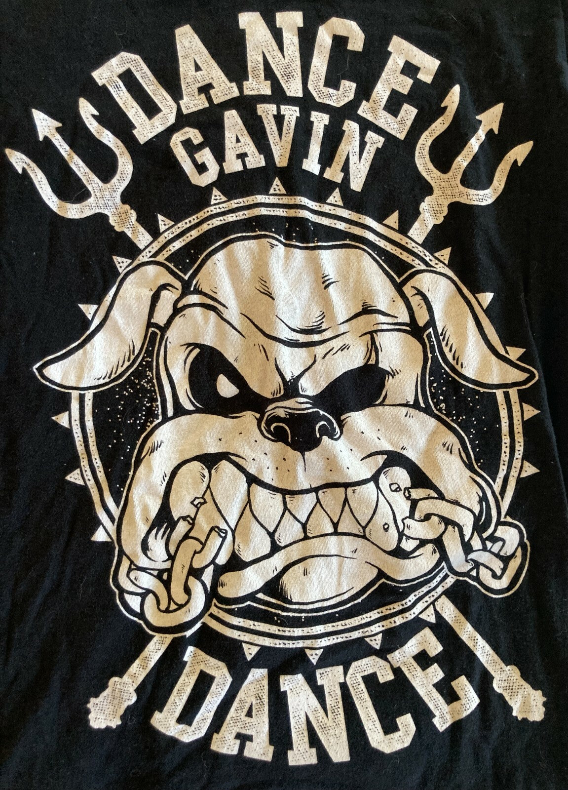 RARE UNIQUE DANCE GAVIN DANCE T-SHIRT~BULLDOG IMAGE~BLACK~SMALL~ALT INDIE ROCK