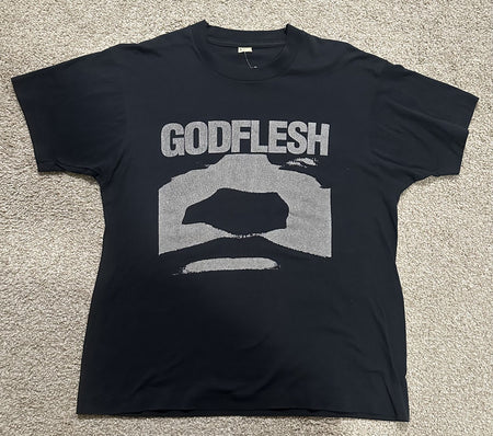 GODFLESH VINTAGE T-SHIRT~SINGLE-STITCH~1990s~ORIGINAL~LG~BLACK~SCREEN STARS~VTG