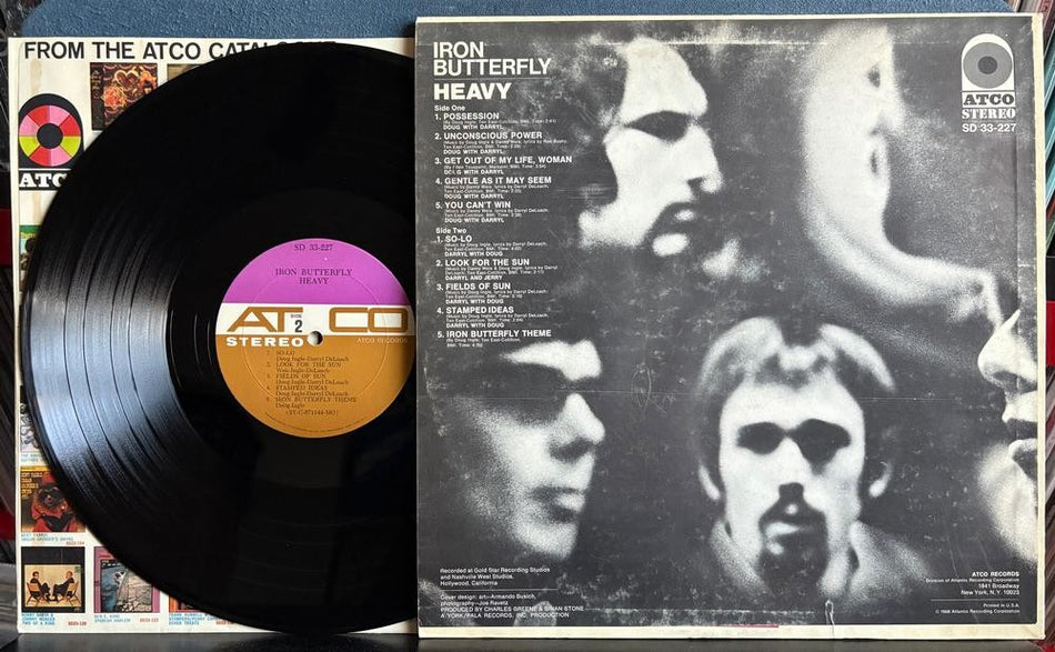 IRON BUTTERFLY HEAVY~SVG+ 1968 PURPLE/TAN ATCO LABEL FIRST PRESS LP~PSYCH ROCK