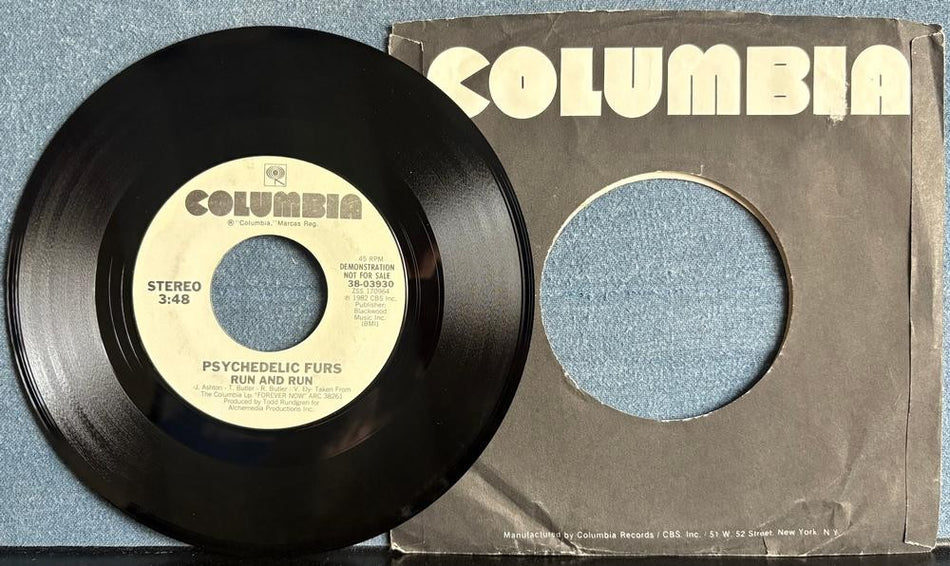 PSYCHEDELIC FURS RUN AND RUN~1983 COLUMBIA WHITE LABEL PROMO 7-INCH 45~NEW WAVE