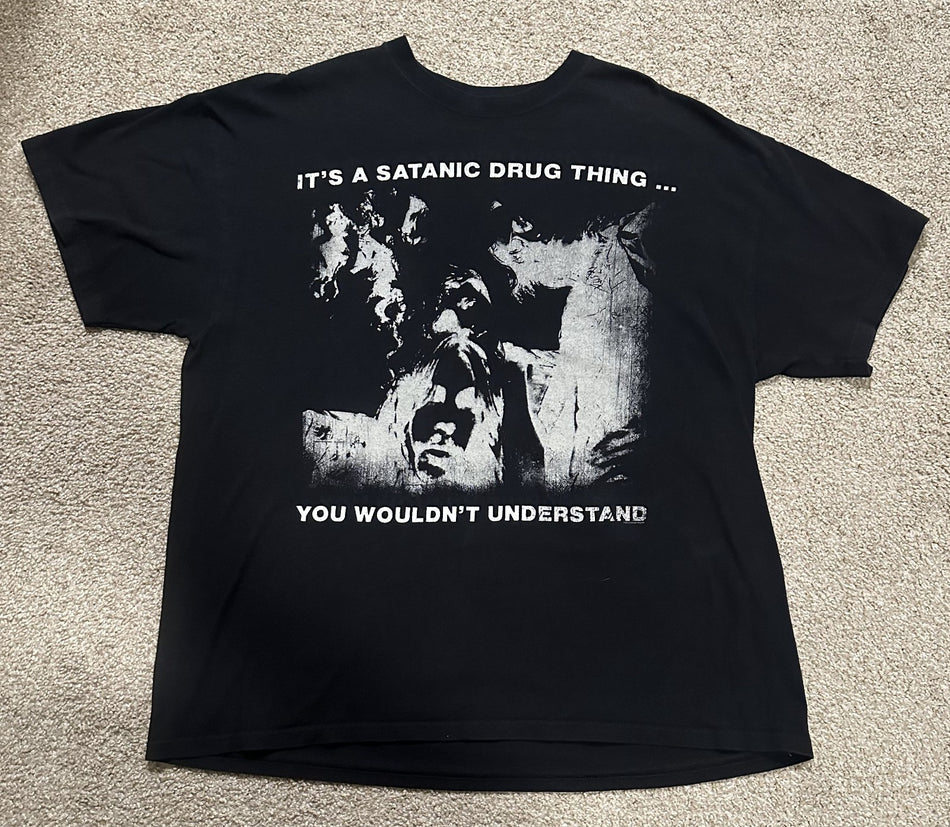 MONSTER MAGNET 1990s T-SHIRT~SATANIC DRUG THING~ORIGINAL~XL~BLACK~ANVIL TAG~VTG