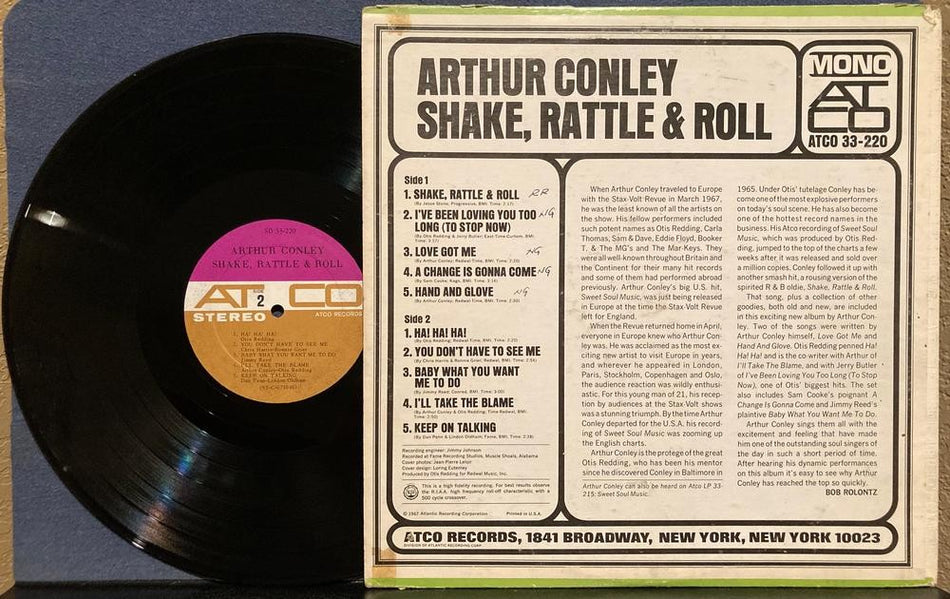 ARTHUR CONLEY SHAKE RATTLE AND ROLL~ORIG 1967 ATCO MONO 1st PRESS LP w/MONO CVR!